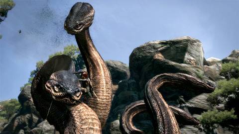 Attacking a hydra in Dragons Dogma (2012)-1