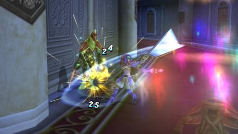 Attacking an enemy as Monica in Dark Cloud 2 (PS4)