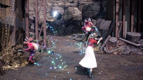 Attacking enemies as Aerith Final Fantasy 7 Remake (2020)