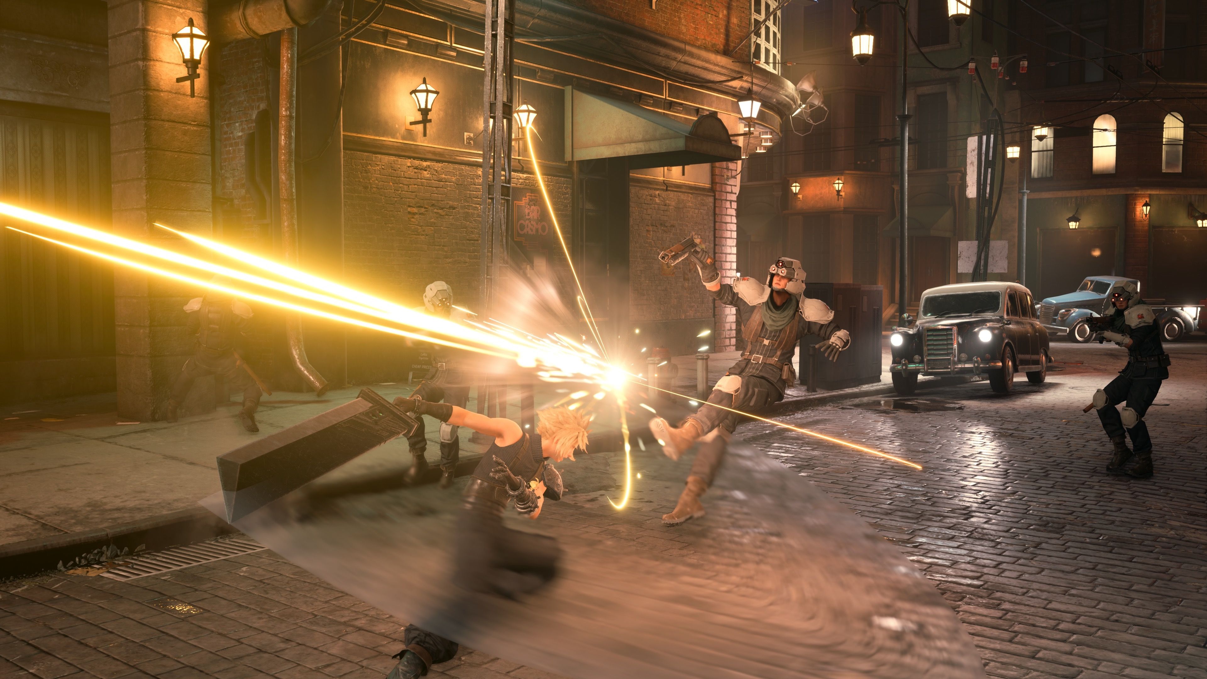 Attacking enemies as Cloud Final Fantasy 7 Remake (2020)