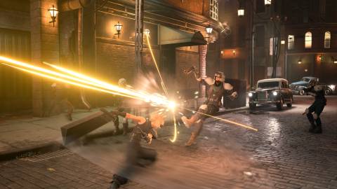 Attacking enemies as Cloud Final Fantasy 7 Remake (2020)