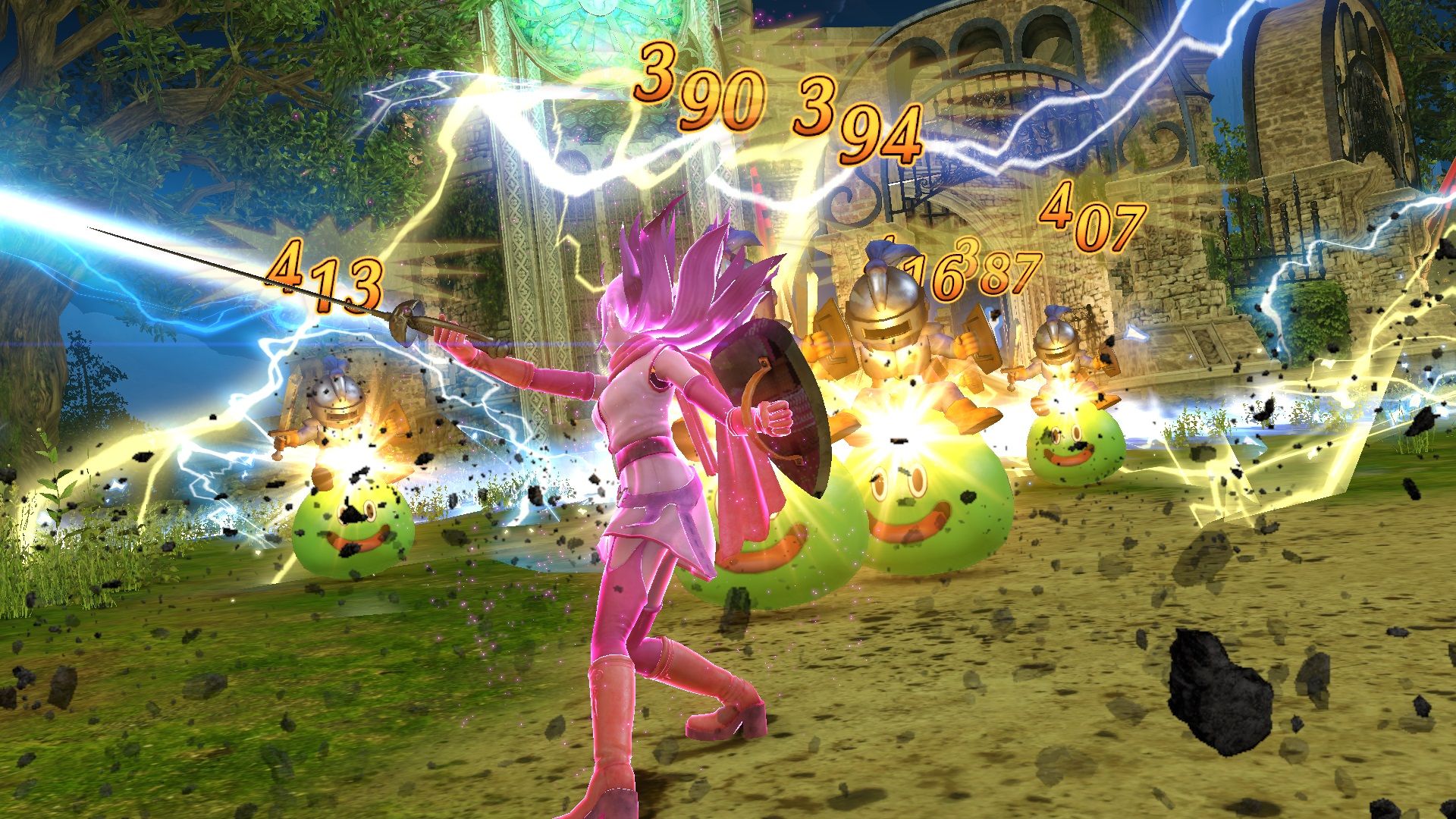 Attacking enemies as Teresa in Dragon Quest Heroes 2 (2017)