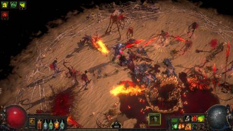 Attacking enemies in a cave in Path of Exile (2013)