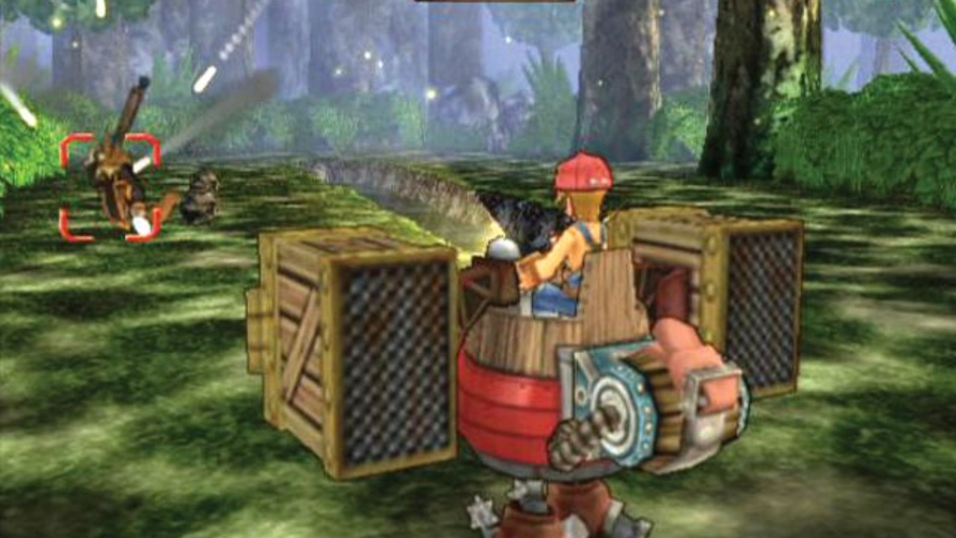 Attacking enemies in the mech Steve in Dark Cloud 2 (PS2)