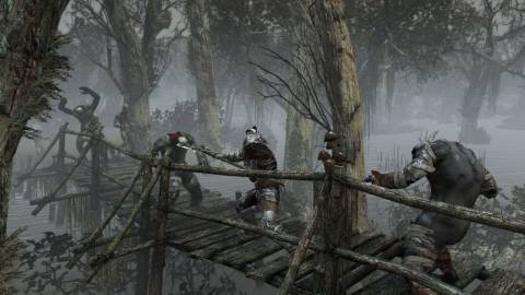 Attacking enemies on a bridge in Two Worlds Two