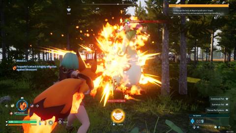 Attacking enemies with Foxparks in Palworld (Early Access)