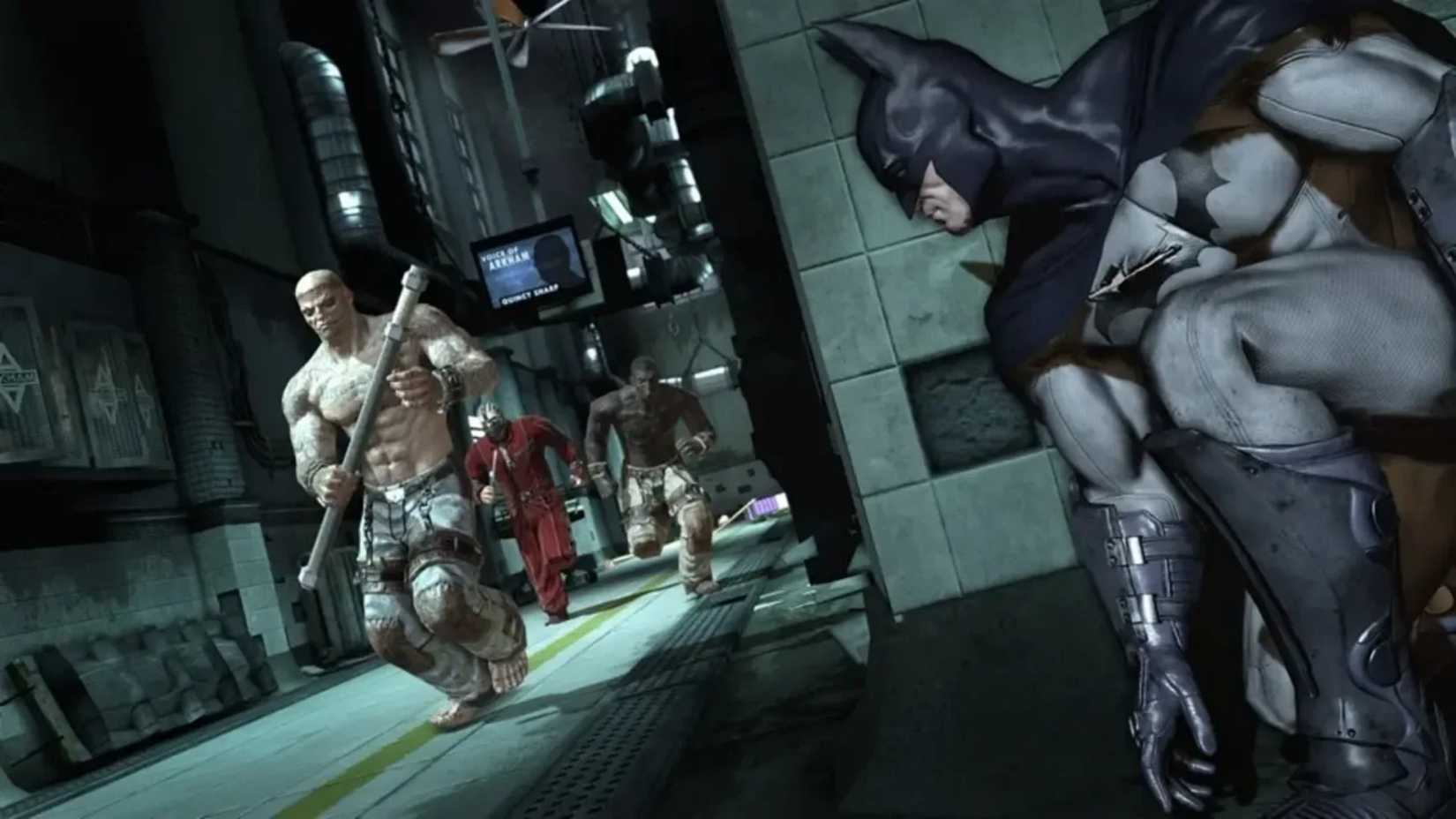 Batman Arkham Asylum Batman Hides From Group Of Enemies (1)