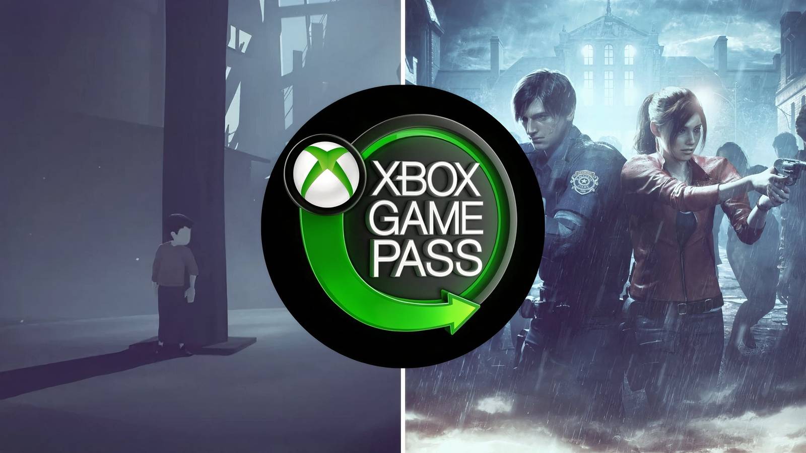 Inside and Resident Evil 2 game cover behind Xbox Game Pass logo