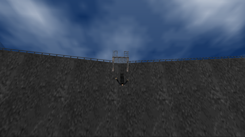 Bond jumping off a dam in GoldenEye 007 (N64)