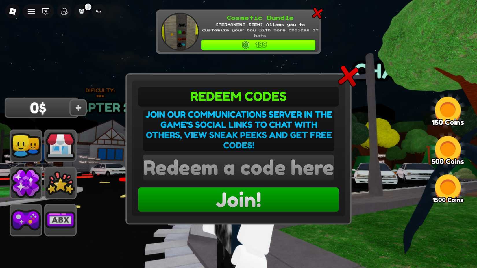 Bou's Revenge the codes tab
