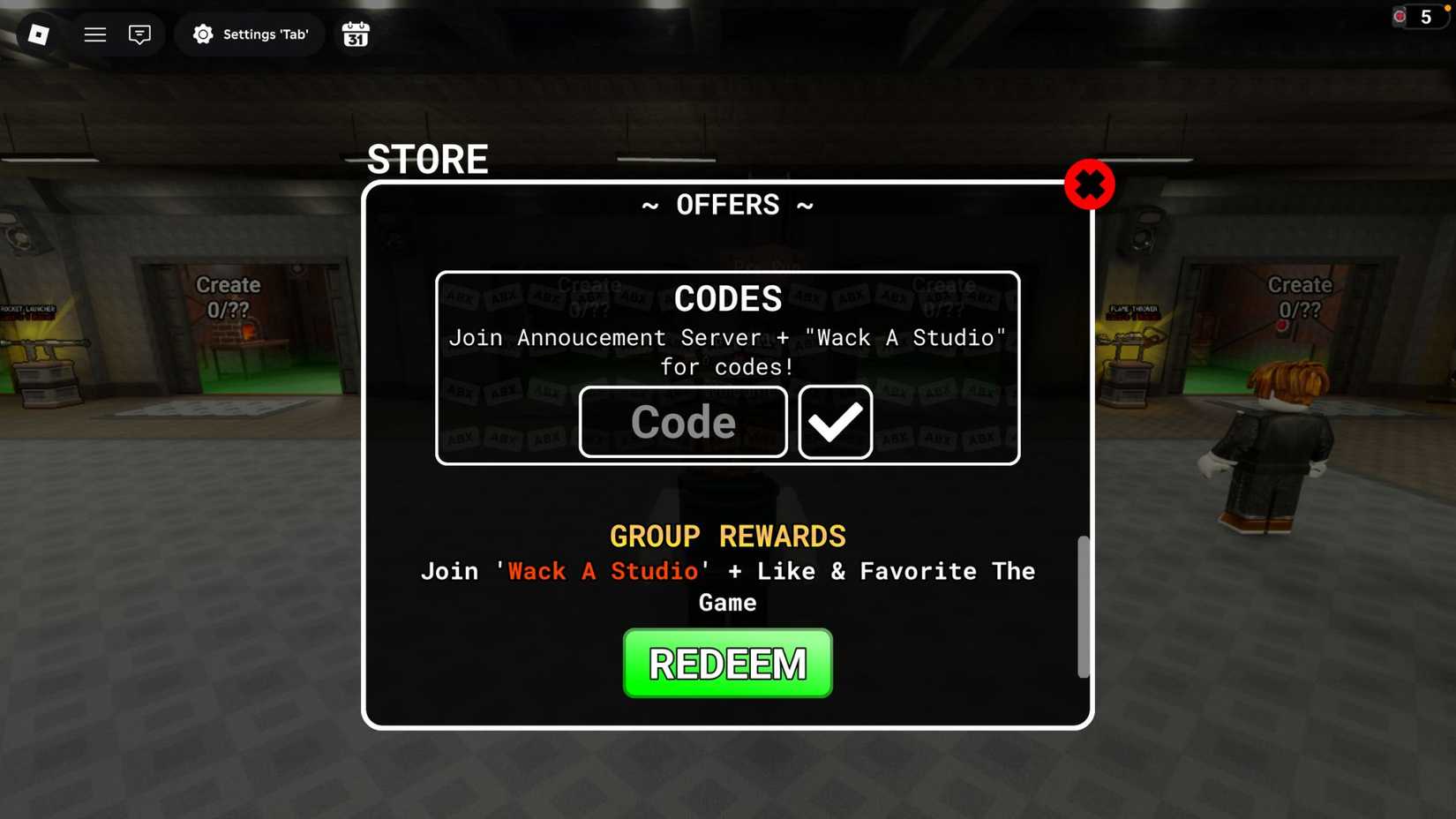Brainrot Elevator - the codes tab