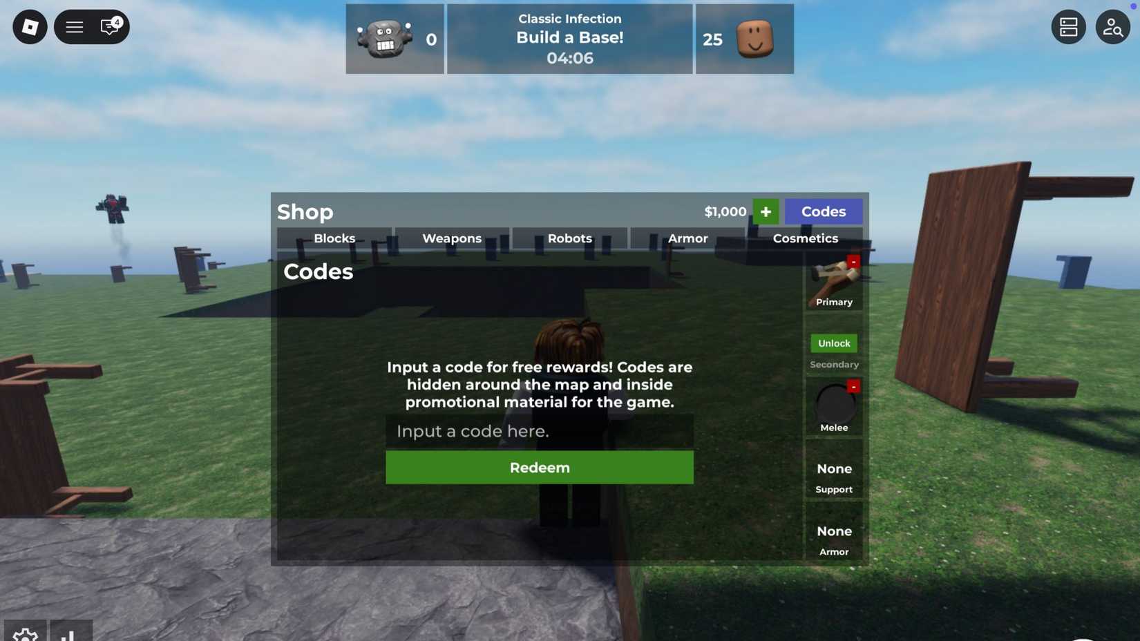 Build to Survive the Robots 2 the codes tab