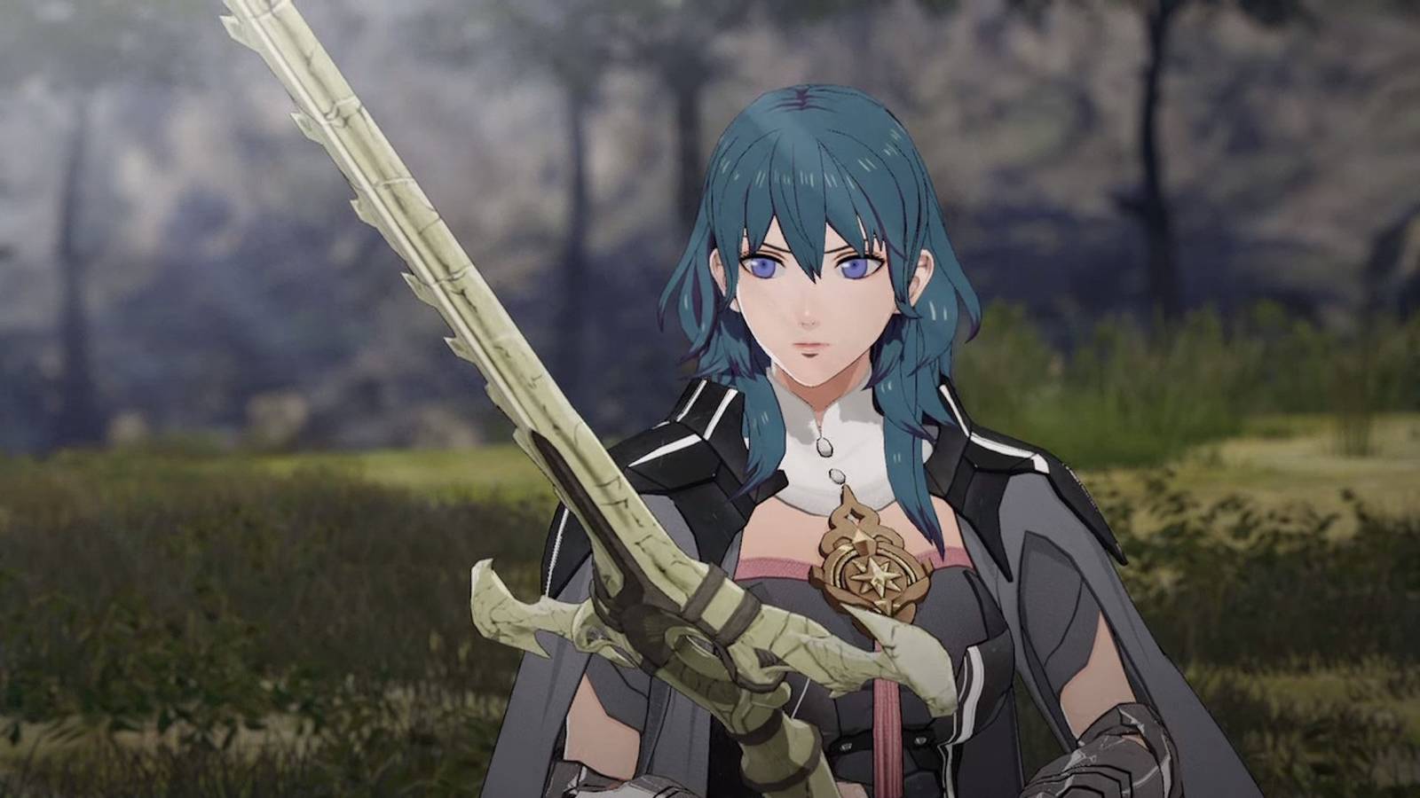 Byleth holding a sword in Fire Emblem Three Houses
