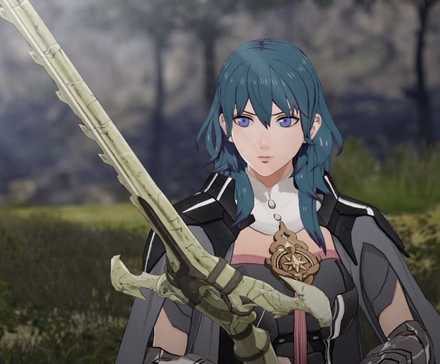 Byleth holding a sword in Fire Emblem Three Houses