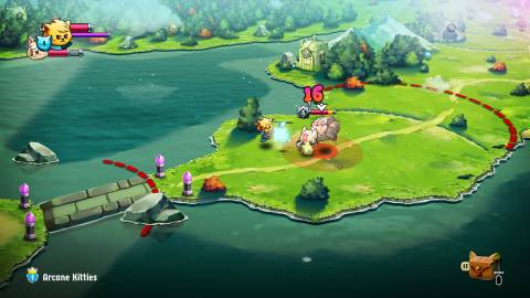 Casting ice magic on enemies in Cat Quest 2 (2019)