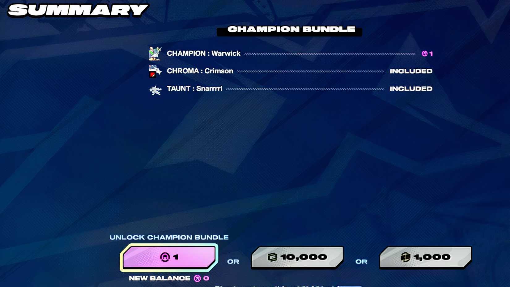 šampionský balíček ve 2xko