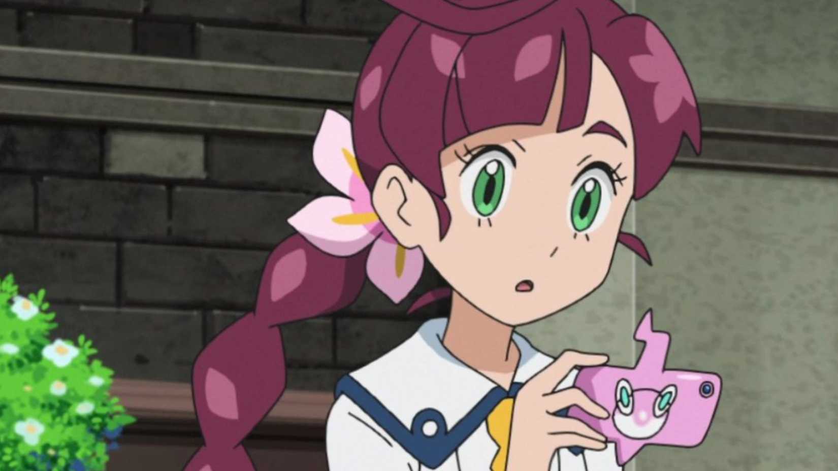 Chloe using her Pokedex in the Pokemon Anime