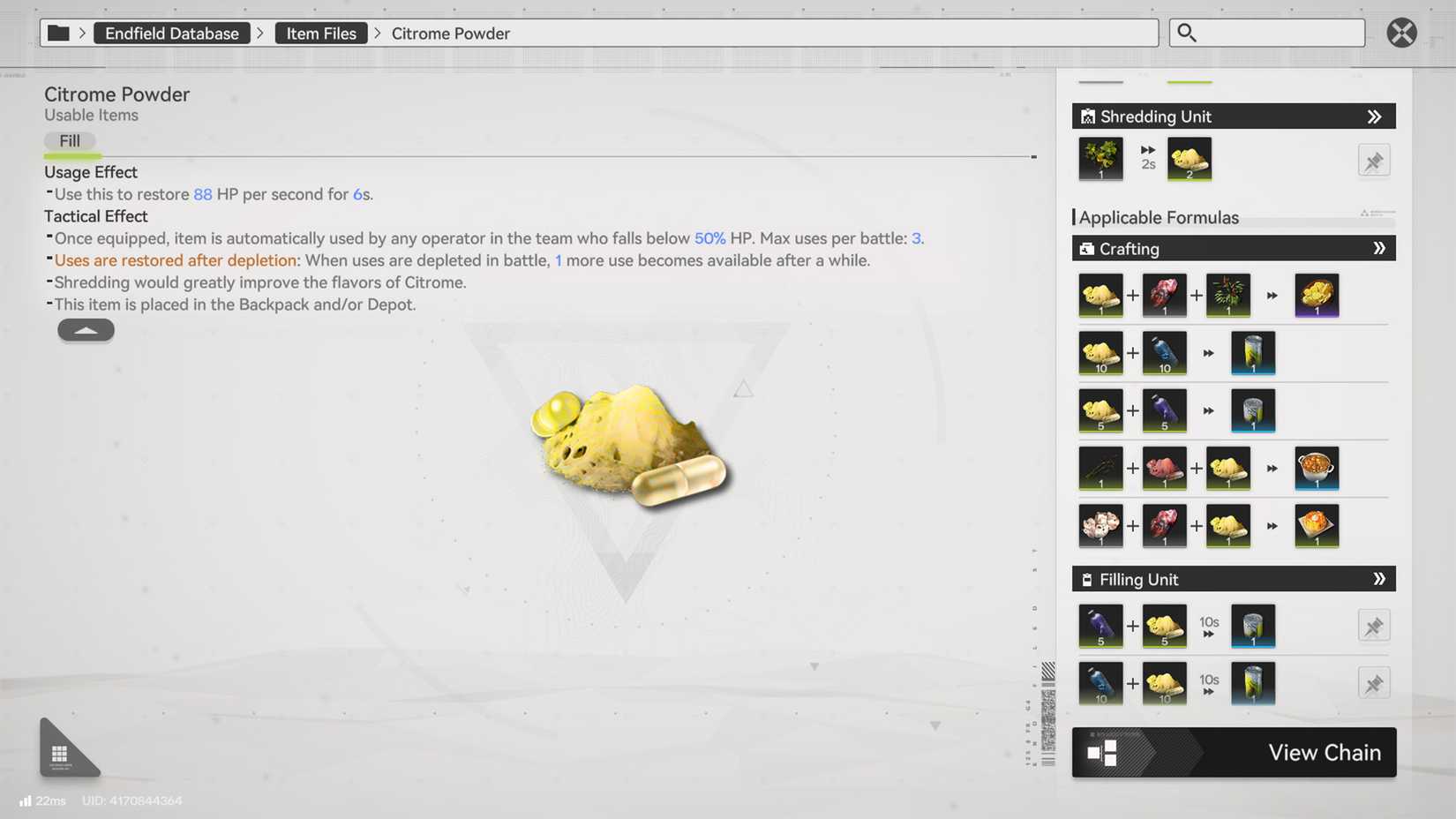 citrome powder recipes in arknights endfield