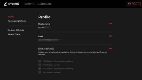 Connect Embark ID The Finals