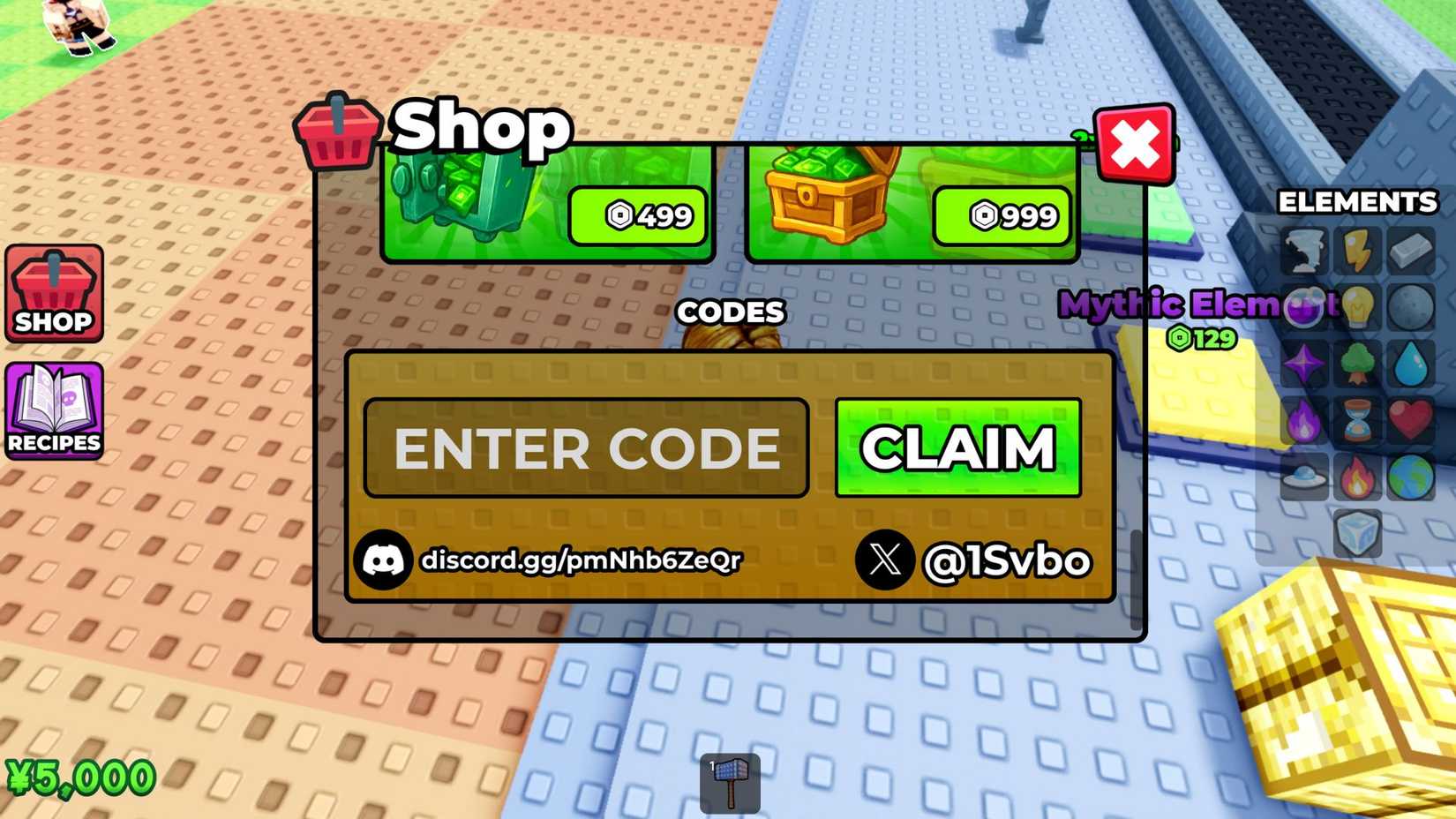 Craft Anime the codes tab