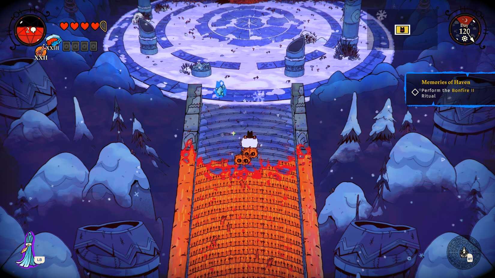 cult-of-the-lamb-cotl-woolhaven-dlc-how-get-all-legendary-weapon-fragment-location-rami-quest - return to marchosias fight for gauntlet