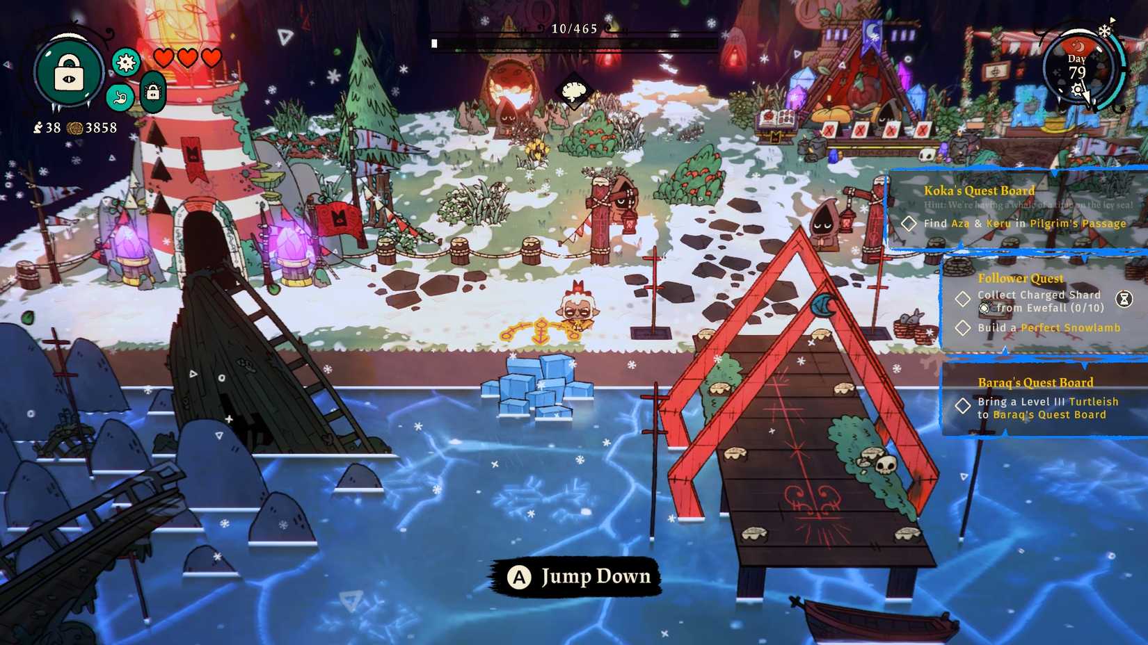 cult-of-lambs-wool-dlc-aza-keru-location-hide-search-where-to-find - pilgrimage - whale of time in the ice sea