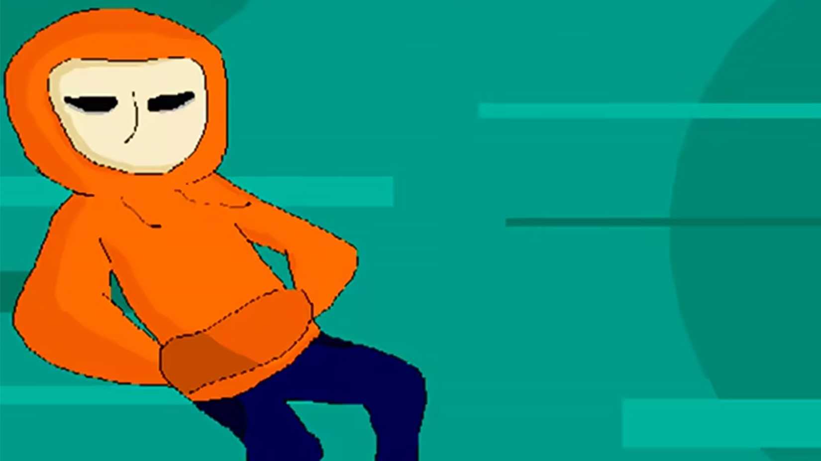 Cursedland character artwork teal background