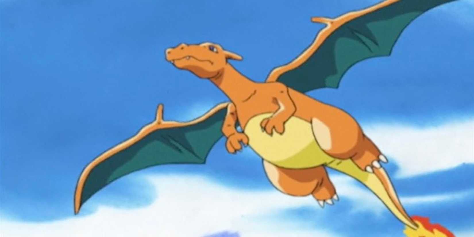 Don the Charizard flies in the sky.