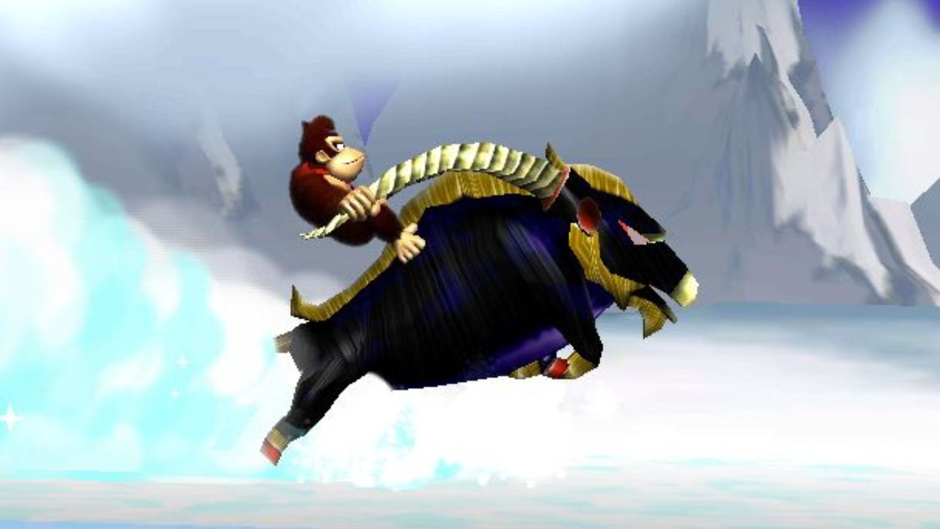 Donkey Kong Jungle Beat - DK riding another animal.