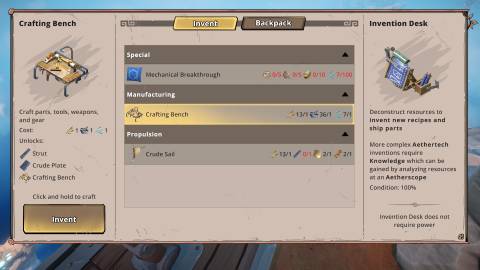 Echoes of Elysium discovering Crafting Bench recipe