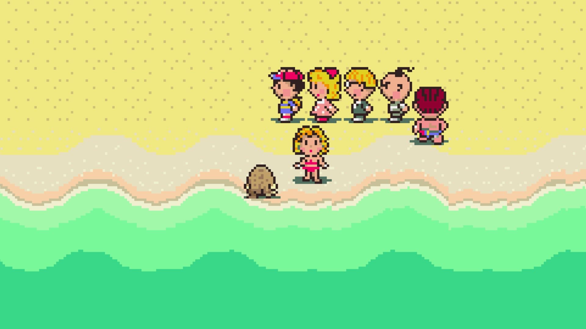 Exploring a beach in EarthBound (1995)