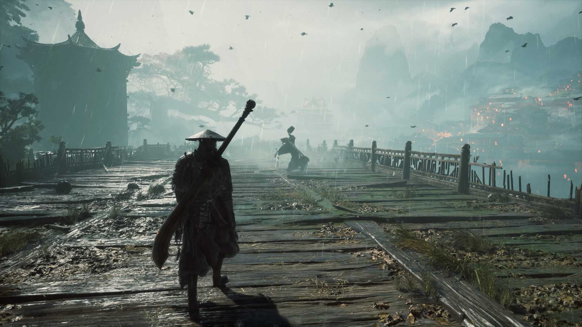 Exploring a bridge in Phantom Blade Zero
