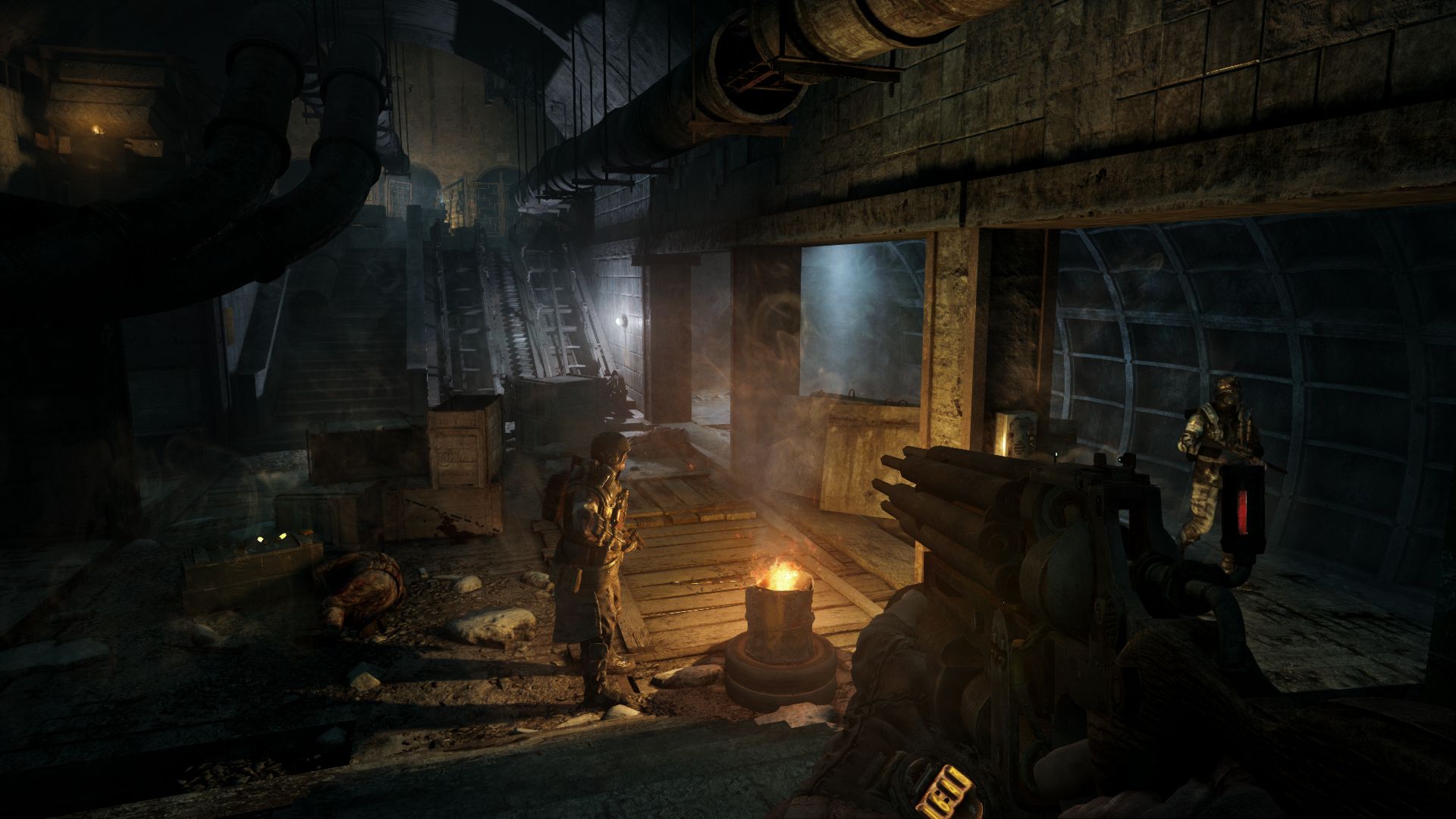 Exploring a bunker in Metro 2033 (2010)