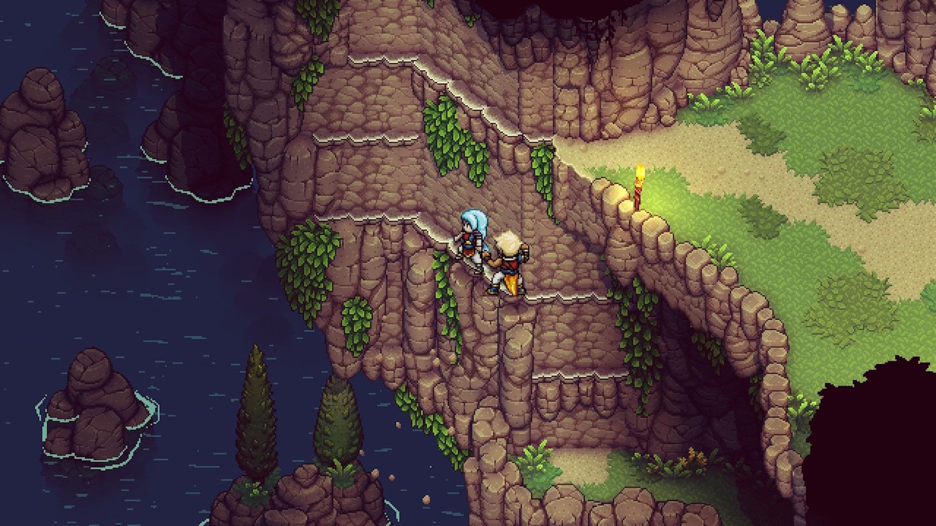 Exploring a cliff in Sea Of Stars (2023)