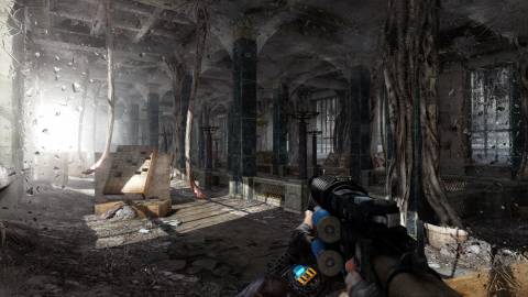 Exploring a dungeon in Metro 2033 (2010)