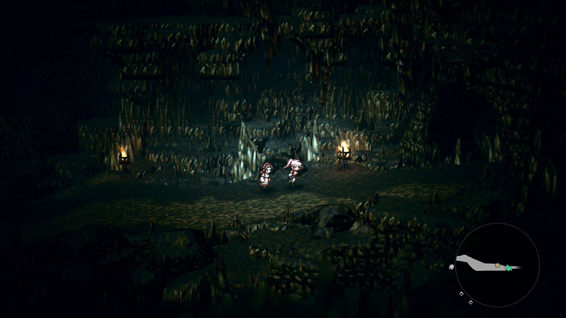 Exploring a dungeon in Octopath Traveler 0 (2025)