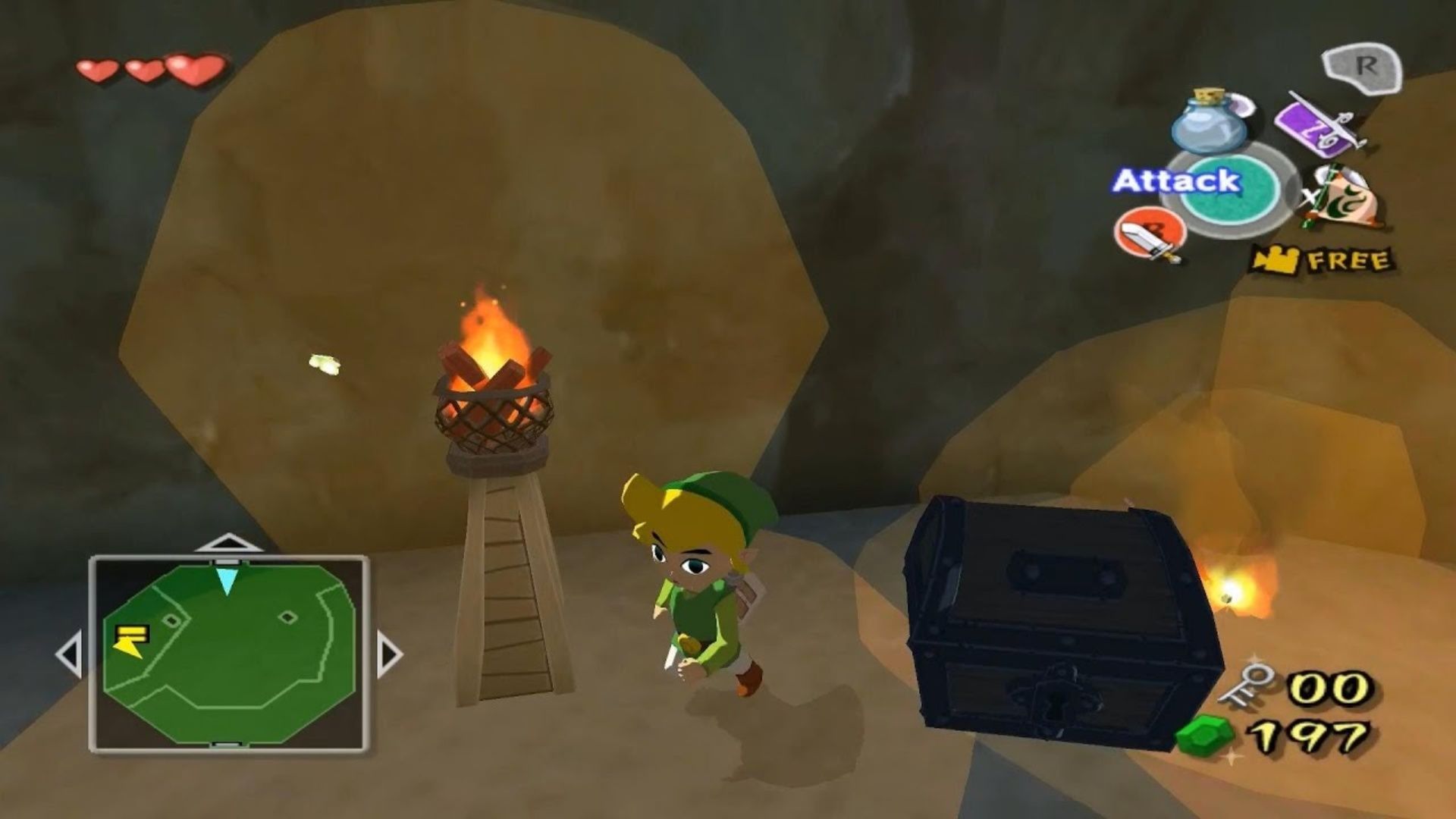 Exploring a dungeon in The Legend Of Zelda The Wind Waker (2003)