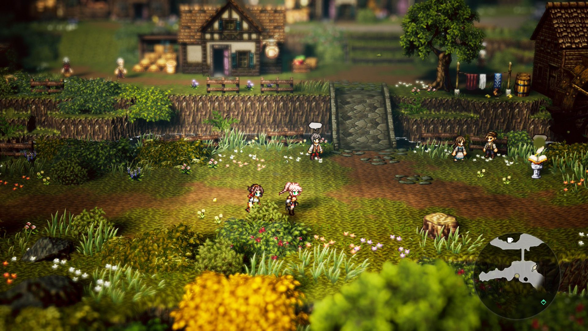 Exploring a town in Octopath Traveler 0 (2025)