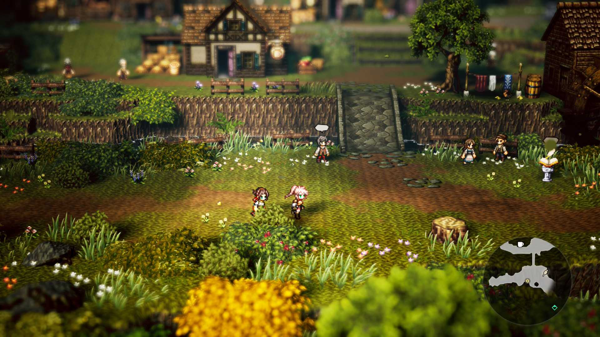 Exploring a town in Octopath Traveler 0 (2025)