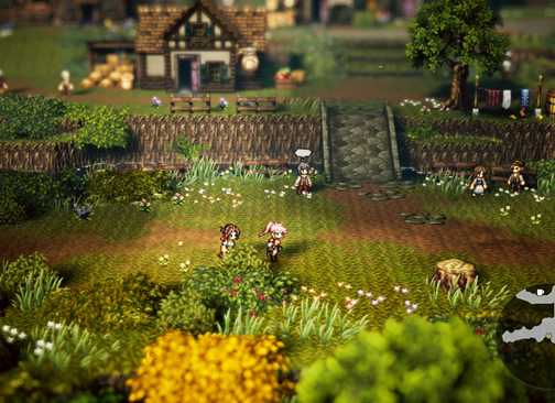 Exploring a town in Octopath Traveler 0 (2025)