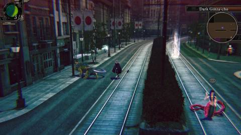 Exploring a town in Raidou Remastered The Mystery of the Soulless Army (2025)