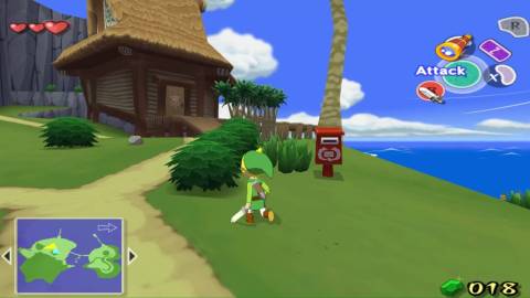 Exploring a town in The Legend Of Zelda The Wind Waker (2003)