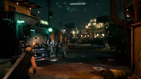 Exploring an alley in Final Fantasy 7 Remake (2020)