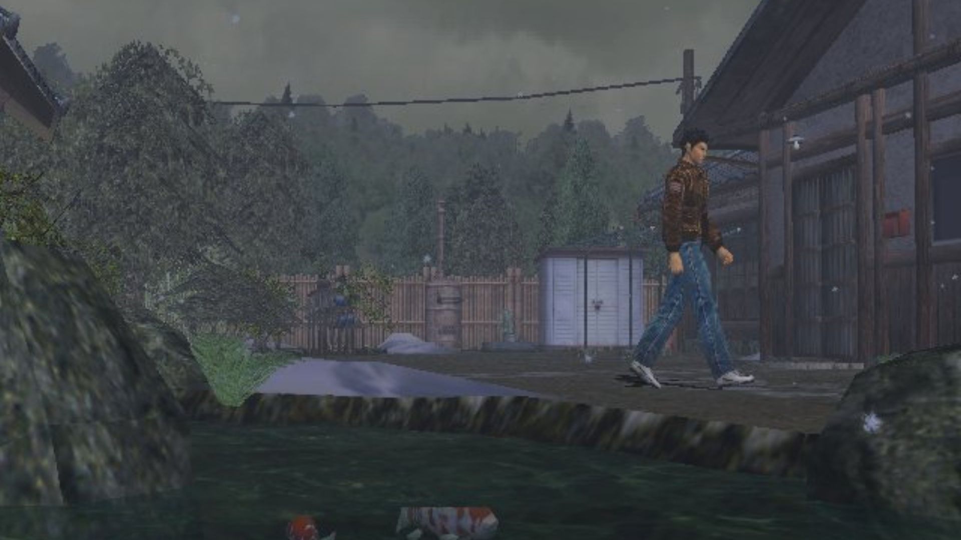 Exploring by a pond in Shenmue (1999)