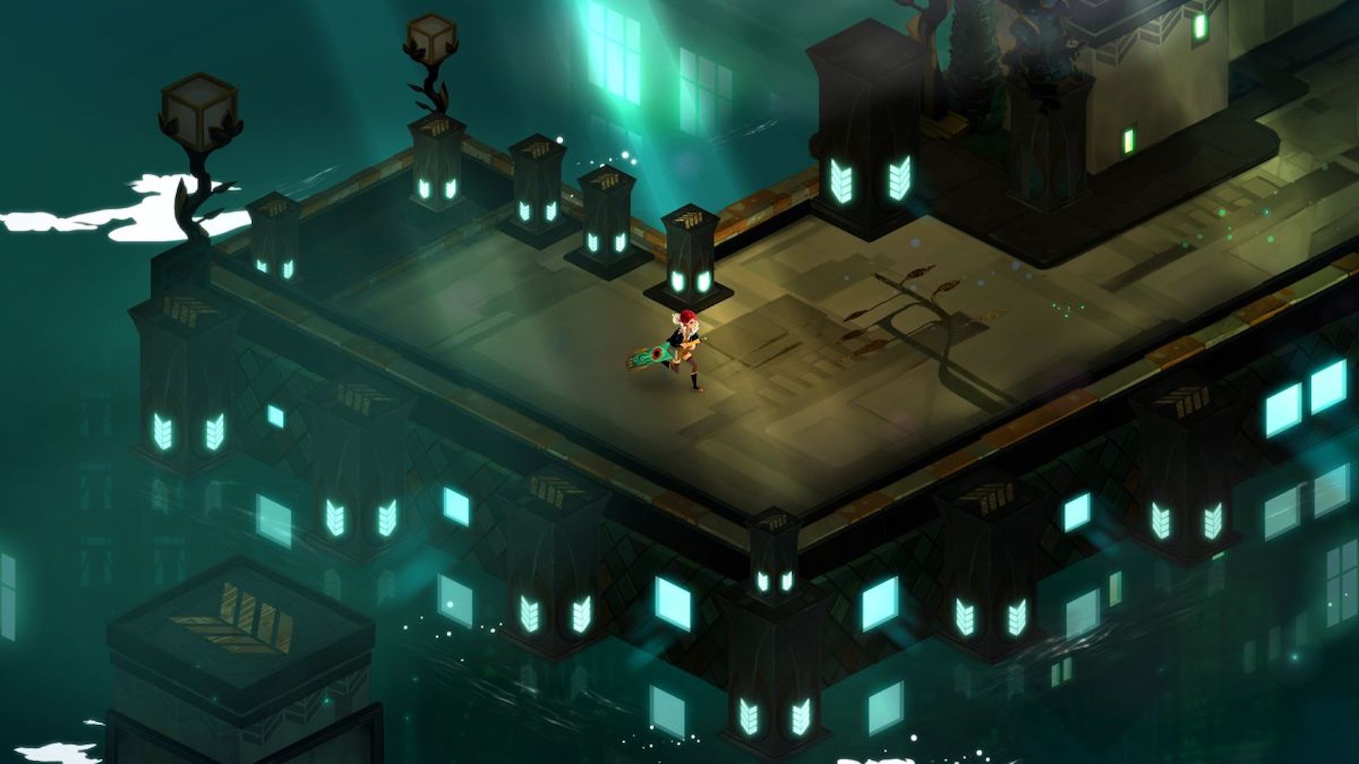 Exploring the city in Transistor (2014)