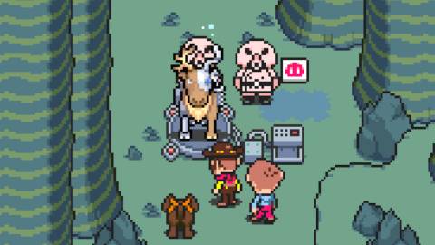 Facing enemy soldiers in a cutscene in Mother 3 (2006)