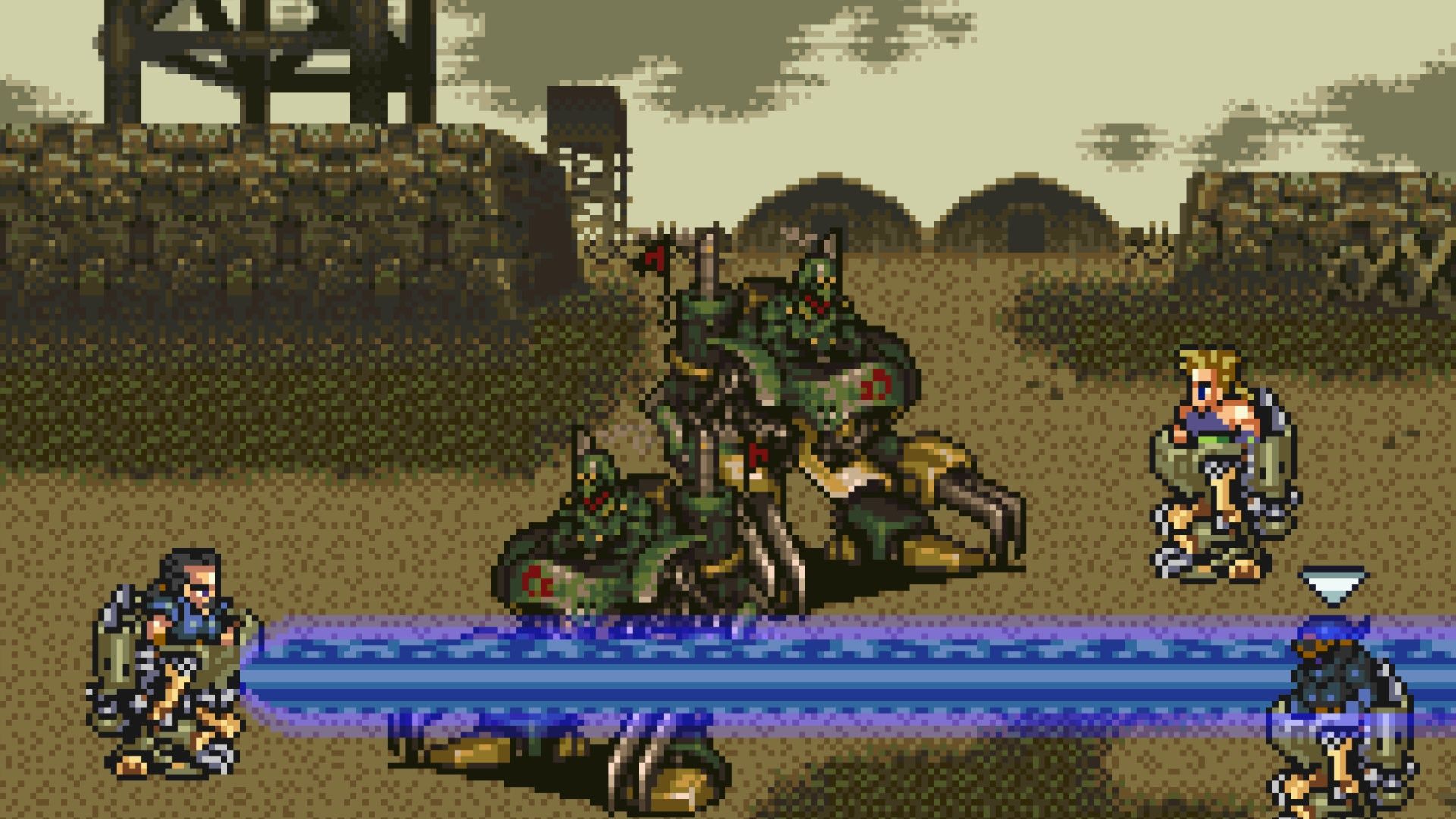 Fighting a battle in a desert in Final Fantasy 6 (SNES)
