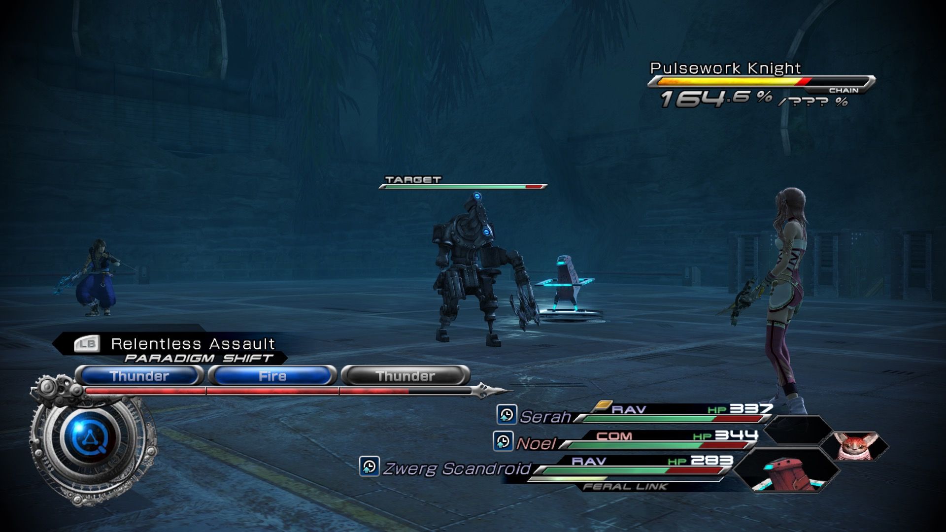 Fighting a battle in Final Fantasy 13-2 (2012)