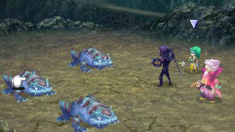 Fighting a battle in Final Fantasy 4 (DS)