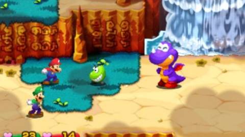 Fighting a battle in Mario & Luigi Superstar Saga Bowser's Minions (2017)